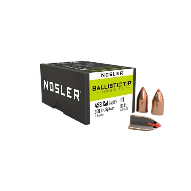 Nosler Ballistic Tip 458 Cal 300gr Spitzer Point Bullets/Reloading 50 per Box 31456 Nosler Ballistic Tip 458 Cal 300gr Spitzer Point Bullets/Reloading 50 per Box 31456