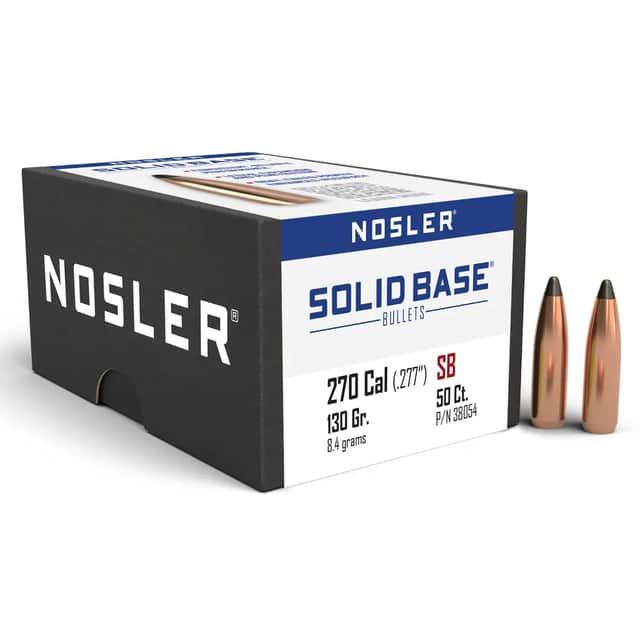 Nosler Solid Base 270 Cal 130gr Soft Point Bullets/Reloading 50 per Box 38054 Nosler Solid Base 270 Cal 130gr Soft Point Bullets/Reloading 50 per Box 38054