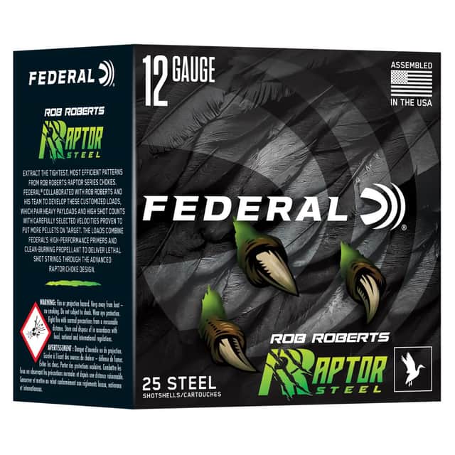 Federal Rob Roberts Raptor 12 Gauge 3" 1 3/8oz 4 Shot 25 Per Box RRS1384 Federal Rob Roberts Raptor 12 Gauge 3" 1 3/8oz 4 Shot 25 Per Box RRS1384