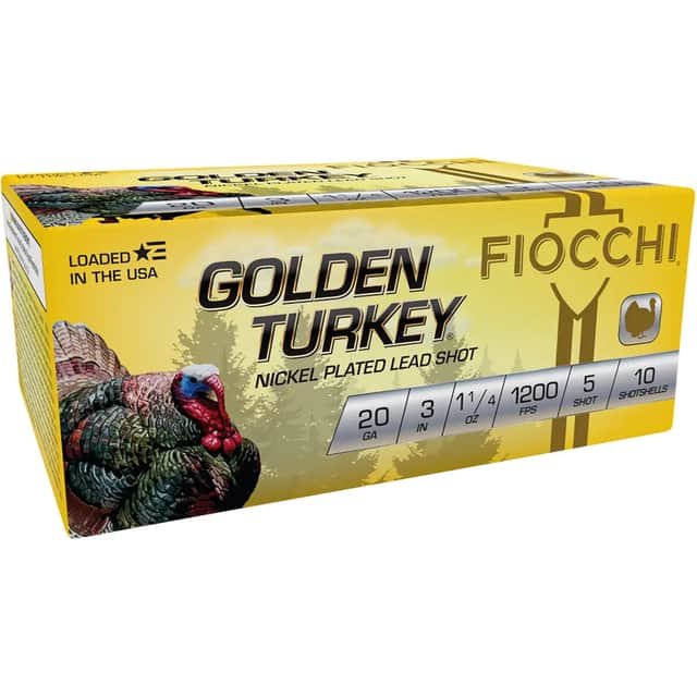 Fiocchi Golden Turkey 20 Gauge 3" 1 1/4oz 5 Shot 10 Per Box 203TRKC5 Fiocchi Golden Turkey 20 Gauge 3" 1 1/4oz 5 Shot 10 Per Box 203TRKC5