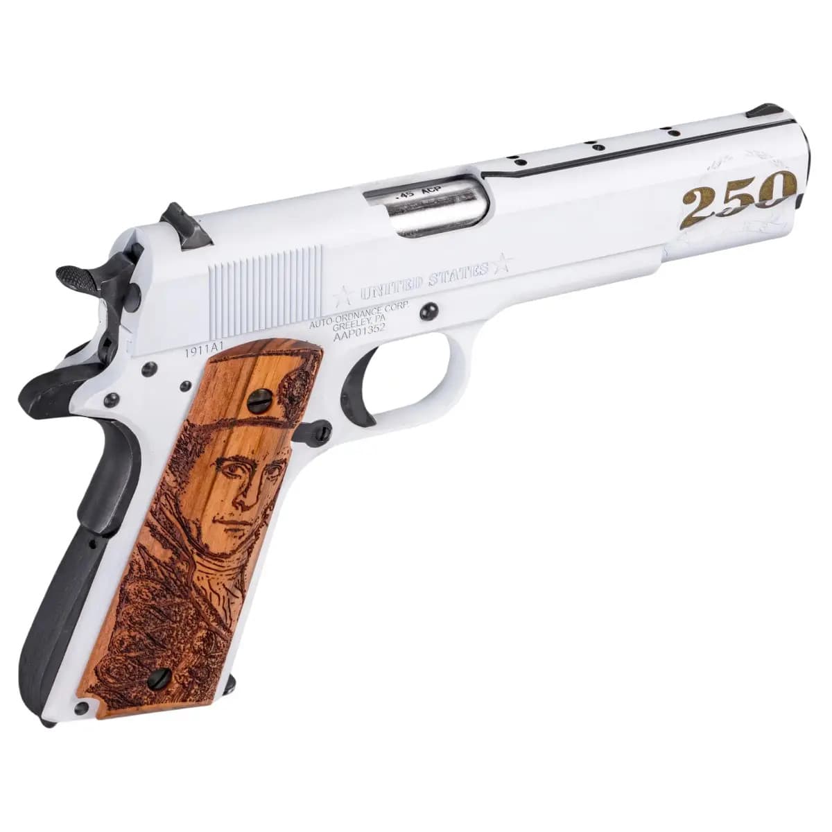 Auto-Ordnance Navy 250th Anniversary Full Size Frame 45 ACP 7+1 5" Arctic White/Savage Stainless 1911BKOC16 Auto-Ordnance Navy 250th Anniversary Full Size Frame 45 ACP 7+1 5" Arctic White/Savage Stainless 1911BKOC16