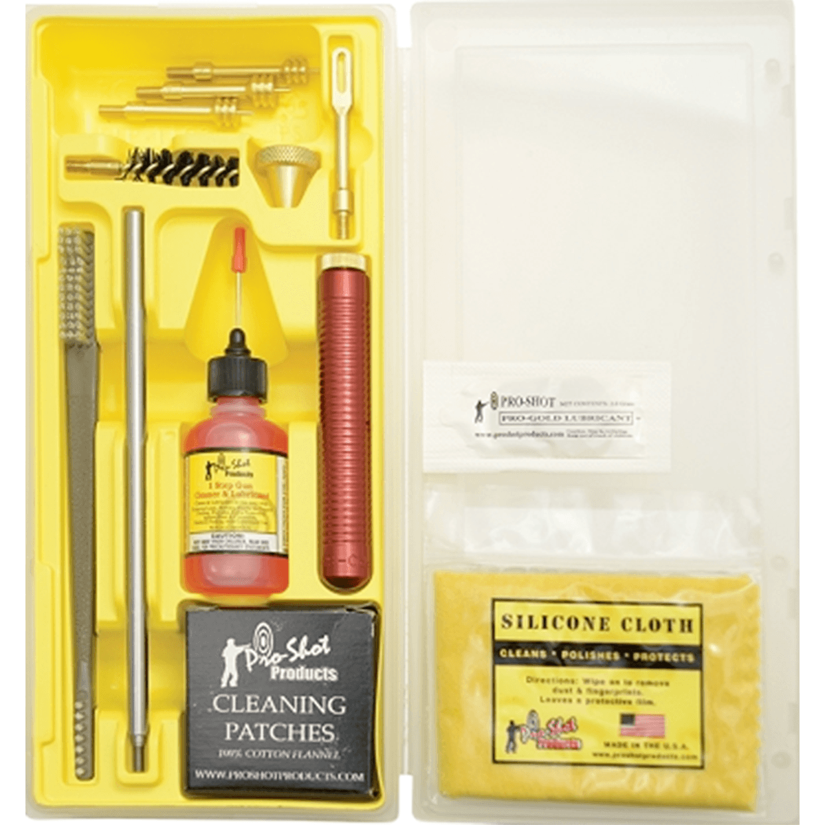 Pro-Shot MPK3845 Classic Box Kit .38/ .45 Cal Pistol/Yellow Plastic Case Pro-Shot MPK3845 Classic Box Kit .38/ .45 Cal Pistol/Yellow Plastic Case