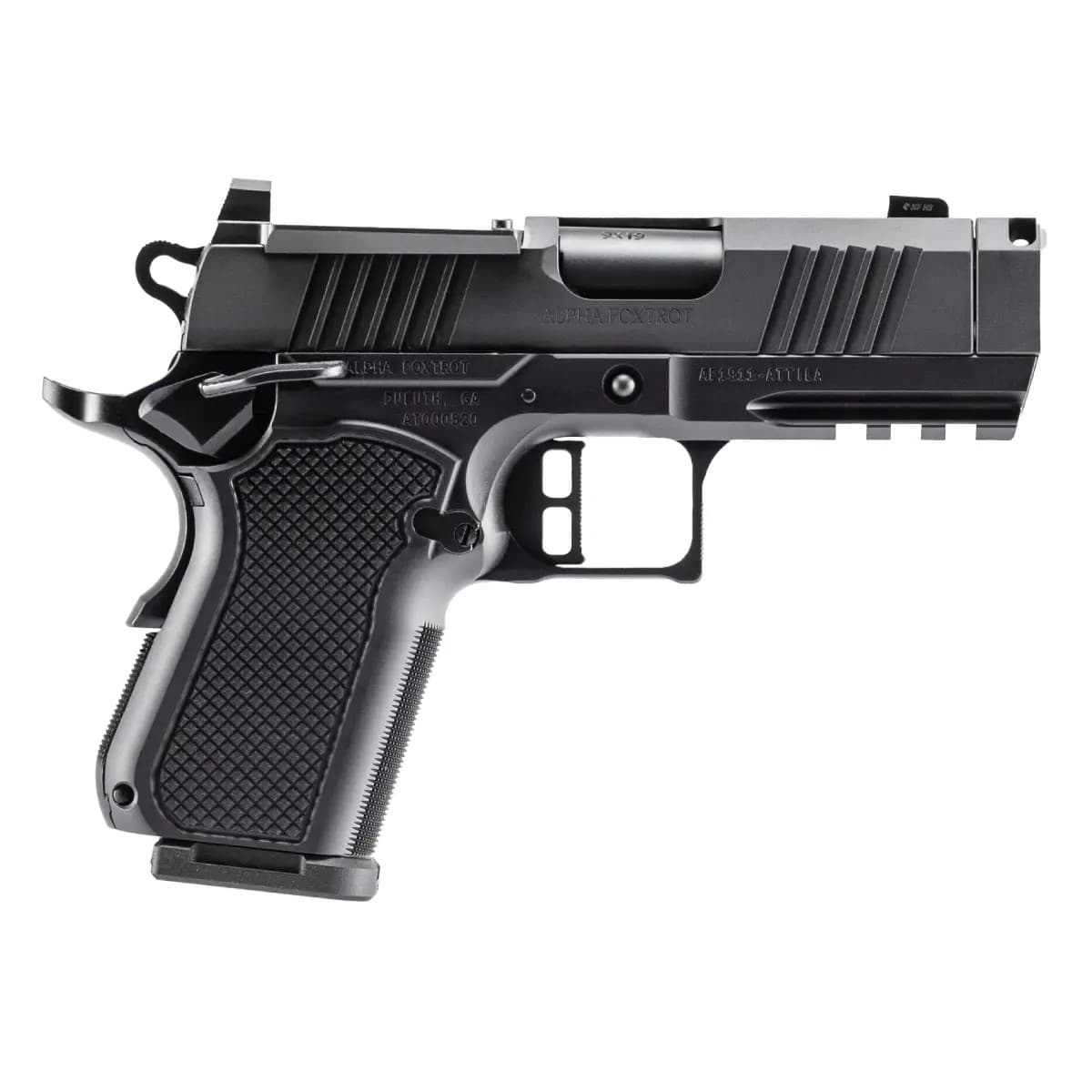 Alpha Foxtrot AF1911 Attila Compact 9mm Luger 10+1 3.50" Comp Barrel, Optic Ready AA46X1QII-XDBK10-NVC Alpha Foxtrot AF1911 Attila Compact 9mm Luger 10+1 3.50" Comp Barrel, Optic Ready AA46X1QII-XDBK10-NVC