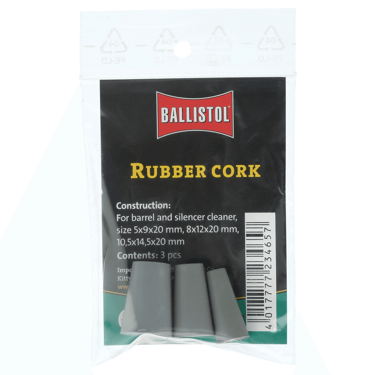 Ballistol Usa Rubber Cork 3 Set for Cleaning Suppressors 233025 Ballistol Usa Rubber Cork 3 Set for Cleaning Suppressors 233025