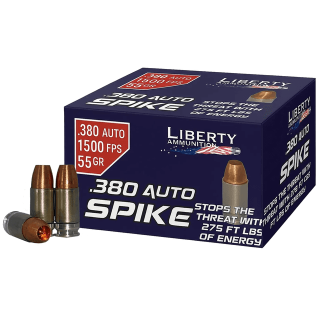 LIBERTY .380 Auto Spike 55gr 20 per Box LA-SPI380-55-1500 LIBERTY .380 Auto Spike 55gr 20 per Box LA-SPI380-55-1500