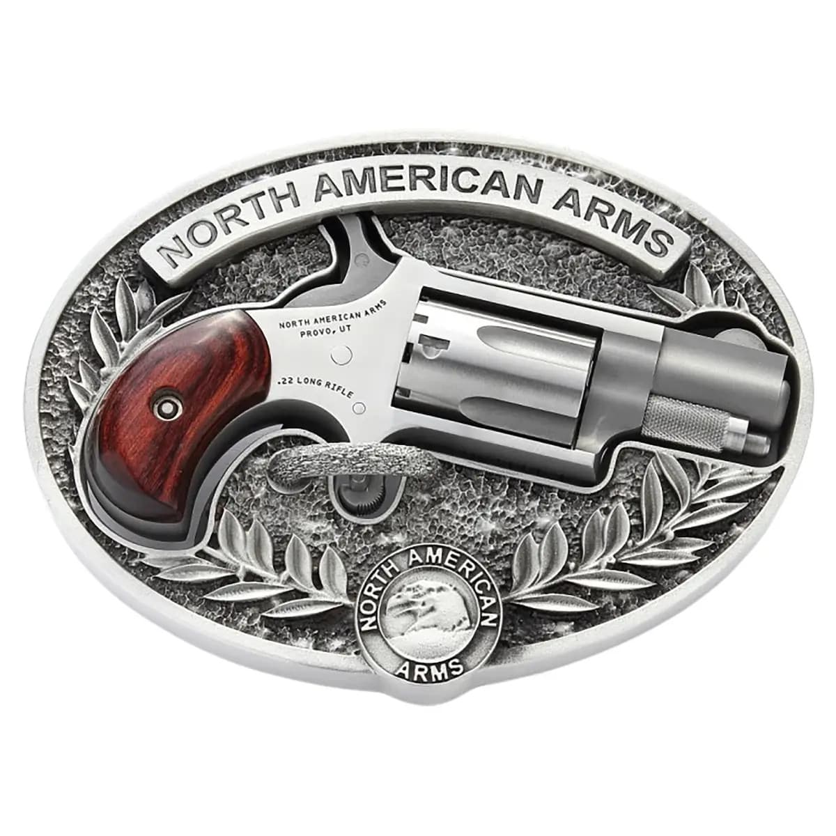 North American Arms Mini-Revolver w/Belt Buckle 22 LR 5 Shot 1.13" Stainless Steel/Rosewood 22LRBBO North American Arms Mini-Revolver w/Belt Buckle 22 LR 5 Shot 1.13" Stainless Steel/Rosewood 22LRBBO