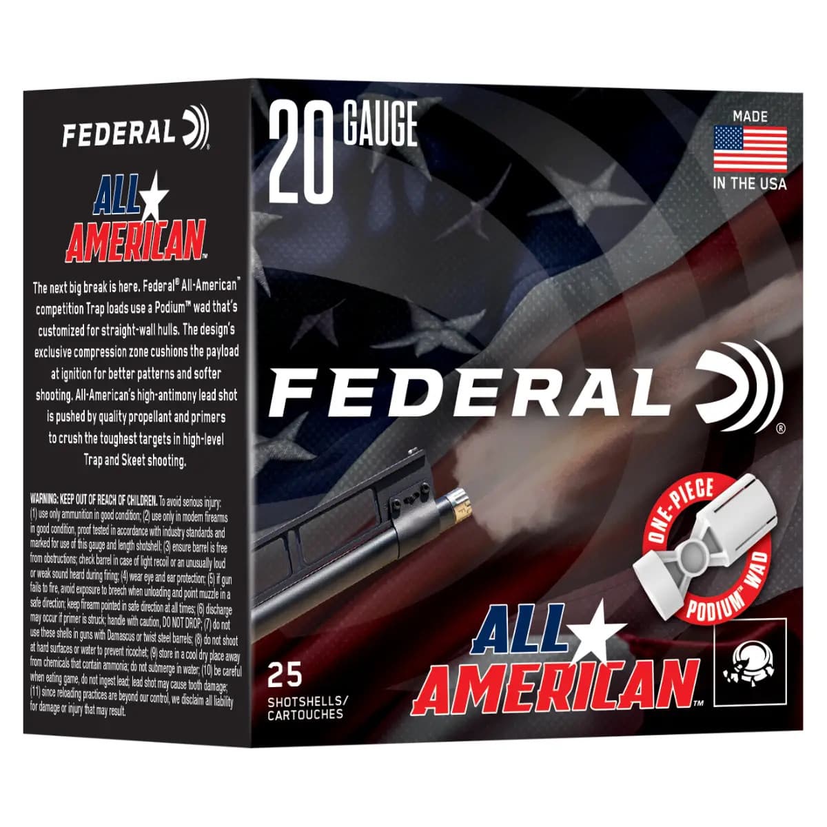 Federal 20 Gauge 2.50" 7/8oz 7.5 Shot 25 Per Box FAA207.5 Federal 20 Gauge 2.50" 7/8oz 7.5 Shot 25 Per Box FAA207.5