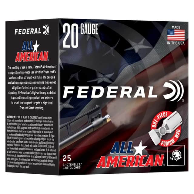Federal 20 Gauge 2.50" 7/8oz 7.5 Shot 25 Per Box FAA207.5 Federal 20 Gauge 2.50" 7/8oz 7.5 Shot 25 Per Box FAA207.5