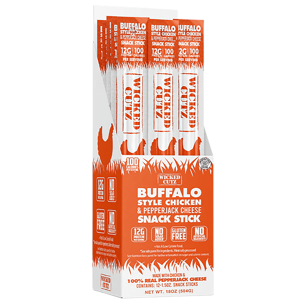 Wicked Cutz Buffalo Style Chicken & Cheese Sticks 12 Pack WCCS12BC Wicked Cutz Buffalo Style Chicken & Cheese Sticks 12 Pack WCCS12BC