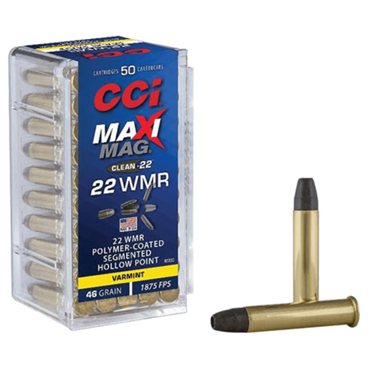 CCI 972CC Maxi-Mag Rimfire 22 WMR 46 gr Segmented Hollow Point 50 Per Box CCI 972CC Maxi-Mag Rimfire 22 WMR 46 gr Segmented Hollow Point 50 Per Box
