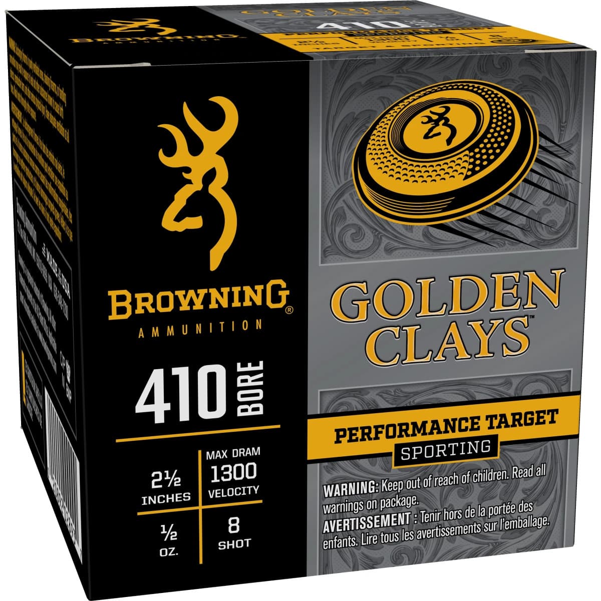 Browning Ammo BGC418 Golden Clays 410 Bore 2.50" 1/2oz 8Shot 25 Per Box Browning Ammo BGC418 Golden Clays 410 Bore 2.50" 1/2oz 8Shot 25 Per Box