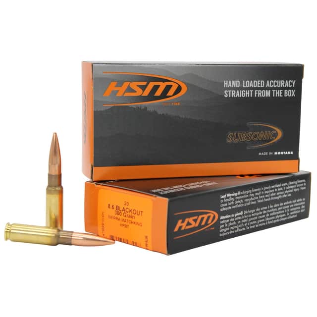 HSM 86BLK1N 8.6 Blackout 300gr Hollow Point Boat Tail 20 Per Box HSM 86BLK1N 8.6 Blackout 300gr Hollow Point Boat Tail 20 Per Box