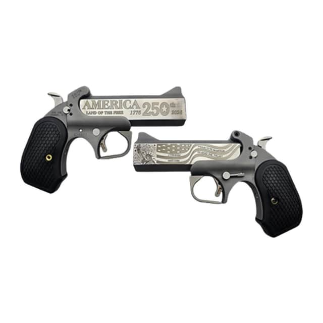 Bond Arms BA250TH-45/410 America 250th Anniversary 45 Long Colt/410 Gauge 2 Shot 4.25" Engraved Rough Matte Stainless Bond Arms BA250TH-45/410 America 250th Anniversary 45 Long Colt/410 Gauge 2 Shot 4.25" Engraved Rough Matte Stainless