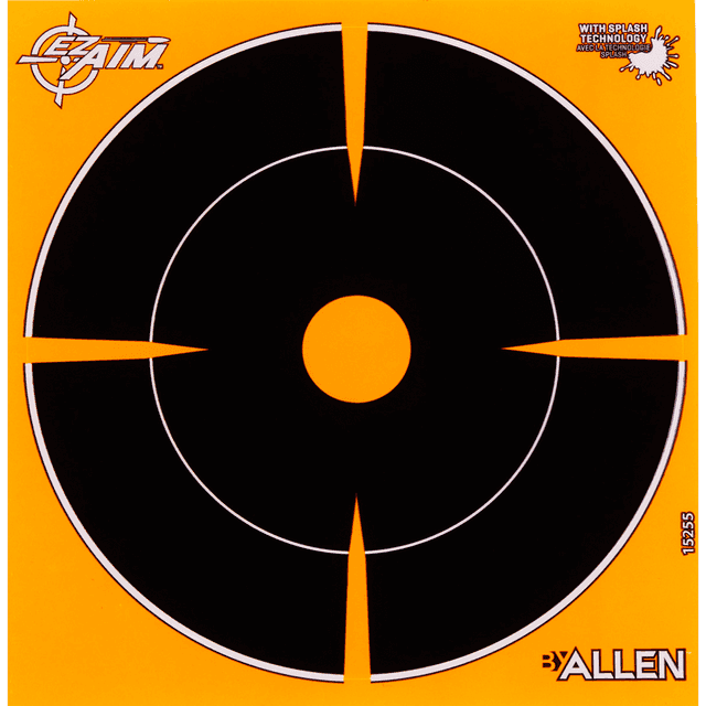 Allen 15255 EZ Aim Splash Adhesive Target Black/Orange Paper 12PK Allen 15255 EZ Aim Splash Adhesive Target Black/Orange Paper 12PK