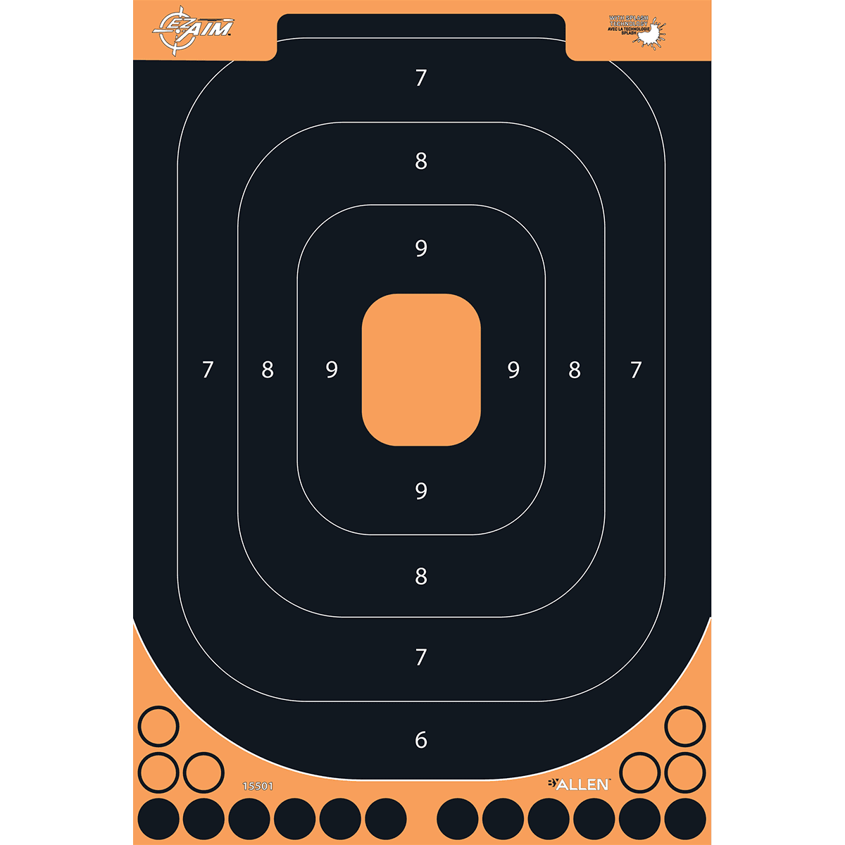 Allen 15501 EZ Aim Splash Adhesive Target Black/Orange Hanging 5 Pack Allen 15501 EZ Aim Splash Adhesive Target Black/Orange Hanging 5 Pack