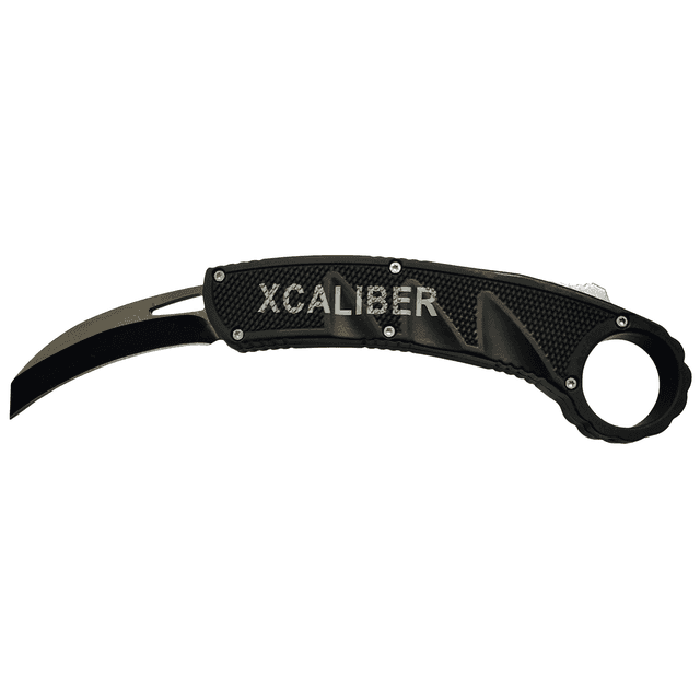 Xcaliber Knife Company Karambit 3" OTF Reverse Tanto Plain Black 440C SS Blade, 5.75" Aluminum Handle Xcaliber Knife Company Karambit 3" OTF Reverse Tanto Plain Black 440C SS Blade, 5.75" Aluminum Handle