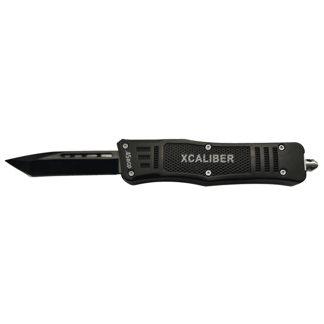 Xcaliber Knife Company 45 ACP 3.25" OTF Tanto Plain Black 440C SS Blade, 4.64" Steel Handle Xcaliber Knife Company 45 ACP 3.25" OTF Tanto Plain Black 440C SS Blade, 4.64" Steel Handle