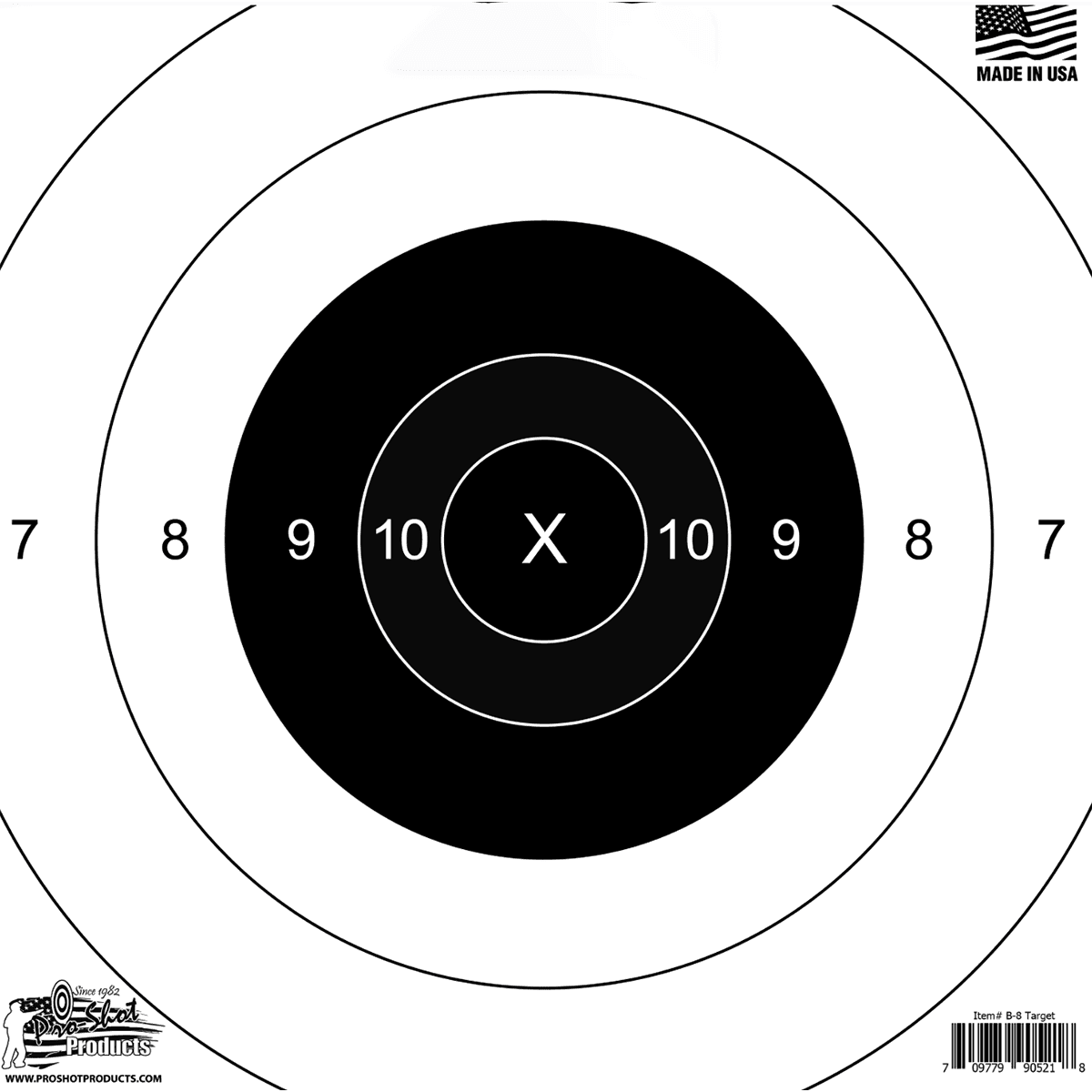Pro-Shot B812PK Bullseye Hanging Heavy Paper 10"x10" Black/White 12PK Pro-Shot B812PK Bullseye Hanging Heavy Paper 10"x10" Black/White 12PK
