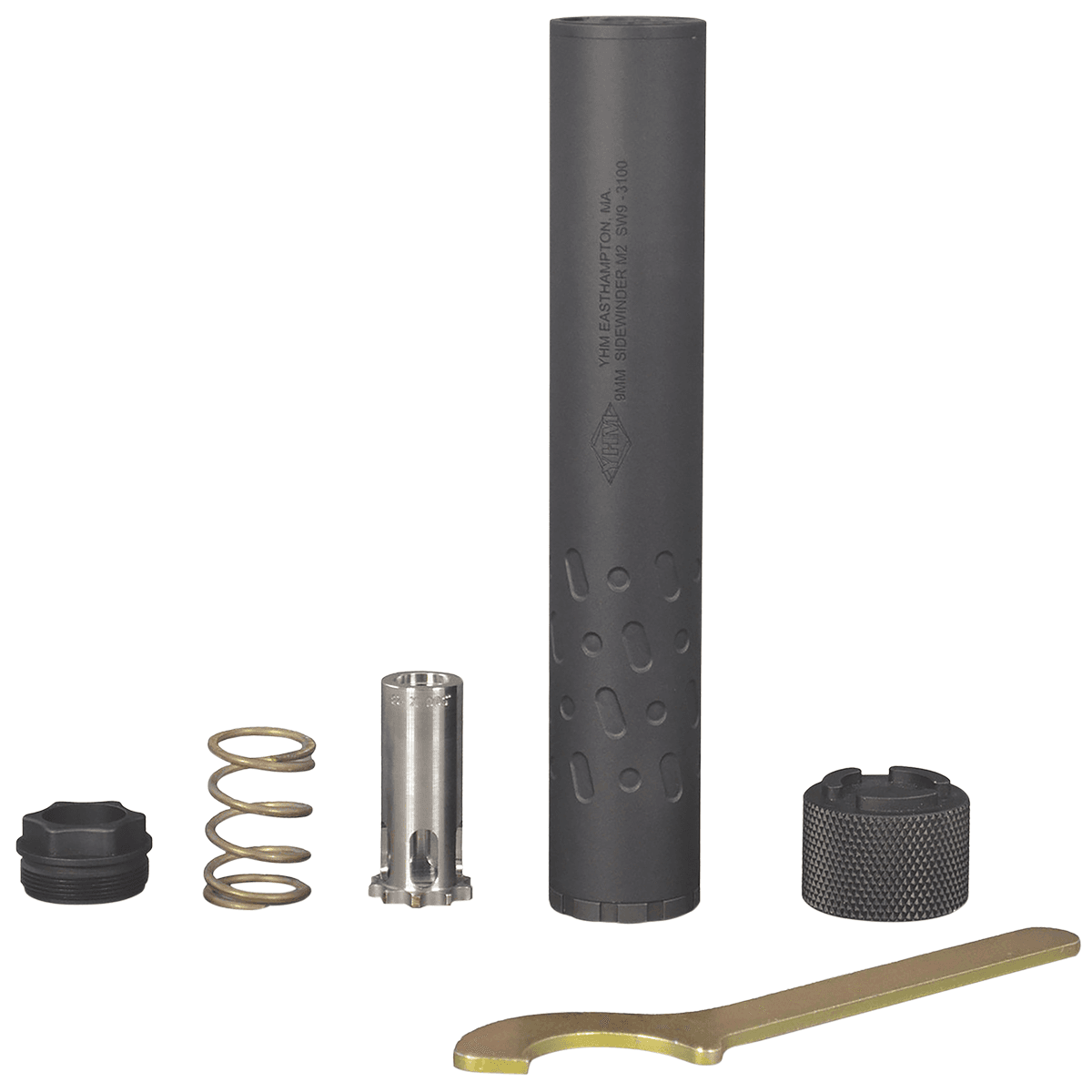 Yankee Hill 206528 Sidewinder M2 9mm Luger 1.375" Black Stainless Steel Aluminum 1/2"-28 tpi Yankee Hill 206528 Sidewinder M2 9mm Luger 1.375" Black Stainless Steel Aluminum 1/2"-28 tpi