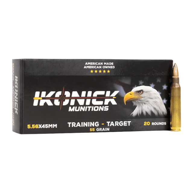 Ikonick Usa IU-556-55FM-B20 Premium Range 5.56x45mm 55gr Full Metal Jacket Boat Tail 20 per Box Ikonick Usa IU-556-55FM-B20 Premium Range 5.56x45mm 55gr Full Metal Jacket Boat Tail 20 per Box