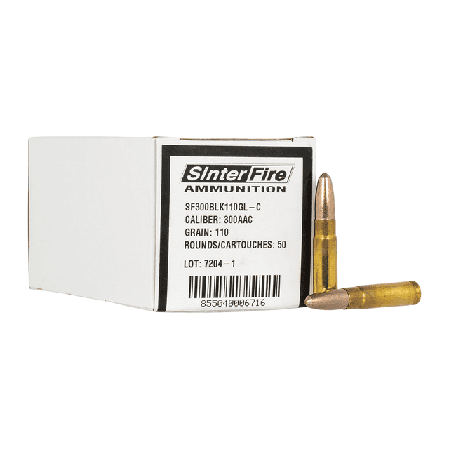 SinterFire Inc SF300BLK110GLC 300 Blackout 110gr Lead Free Frangible 50 per Box SinterFire Inc SF300BLK110GLC 300 Blackout 110gr Lead Free Frangible 50 per Box