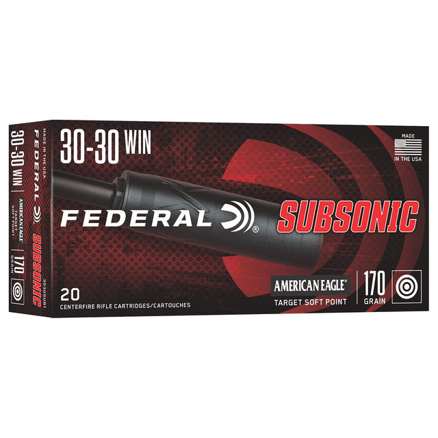 Federal 3030SUB1 Subsonic 30-30 Win 170gr Target Soft Point 20 Per Box Federal 3030SUB1 Subsonic 30-30 Win 170gr Target Soft Point 20 Per Box