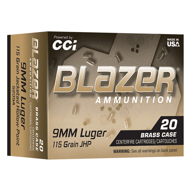 CCI 5239A Blazer 9mmLuger 115gr Jacketed Hollow Point 20 per Box CCI 5239A Blazer 9mmLuger 115gr Jacketed Hollow Point 20 per Box