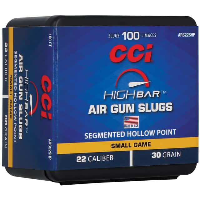 CCI ARS22SHP22 High Bar Air Gun Slug 22 Cal 30gr Segmented Hollow Point 100 Per Box CCI ARS22SHP22 High Bar Air Gun Slug 22 Cal 30gr Segmented Hollow Point 100 Per Box
