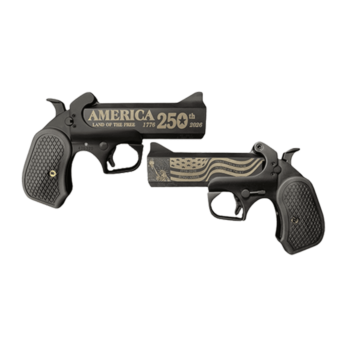 Bond Arms BA250TH-BLK-45/410 America 250th Anniversary 45 Long Colt/410 Gauge 2 Shot 4.25" Engraved Black Cerakote Bond Arms BA250TH-BLK-45/410 America 250th Anniversary 45 Long Colt/410 Gauge 2 Shot 4.25" Engraved Black Cerakote