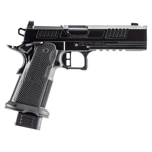 Alpha Foxtrot AA39X1EIH-PDBK19 AF1911 Romulus 9mm Luger 20+1 5" Black Ported Barrel Polished DLC Stainless Steel Optic Ready Alpha Foxtrot AA39X1EIH-PDBK19 AF1911 Romulus 9mm Luger 20+1 5" Black Ported Barrel Polished DLC Stainless Steel Optic Ready
