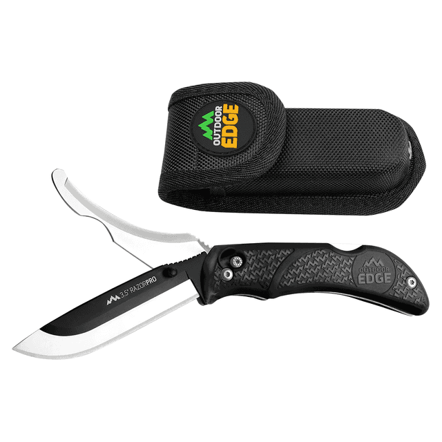 Outdoor Edge RO10C RazorPro 3.50" Folding Razor/Gut Plain 420J2 SS Blade, Black TPR Handle, Includes Replacement Blades Outdoor Edge RO10C RazorPro 3.50" Folding Razor/Gut Plain 420J2 SS Blade, Black TPR Handle, Includes Replacement Blades