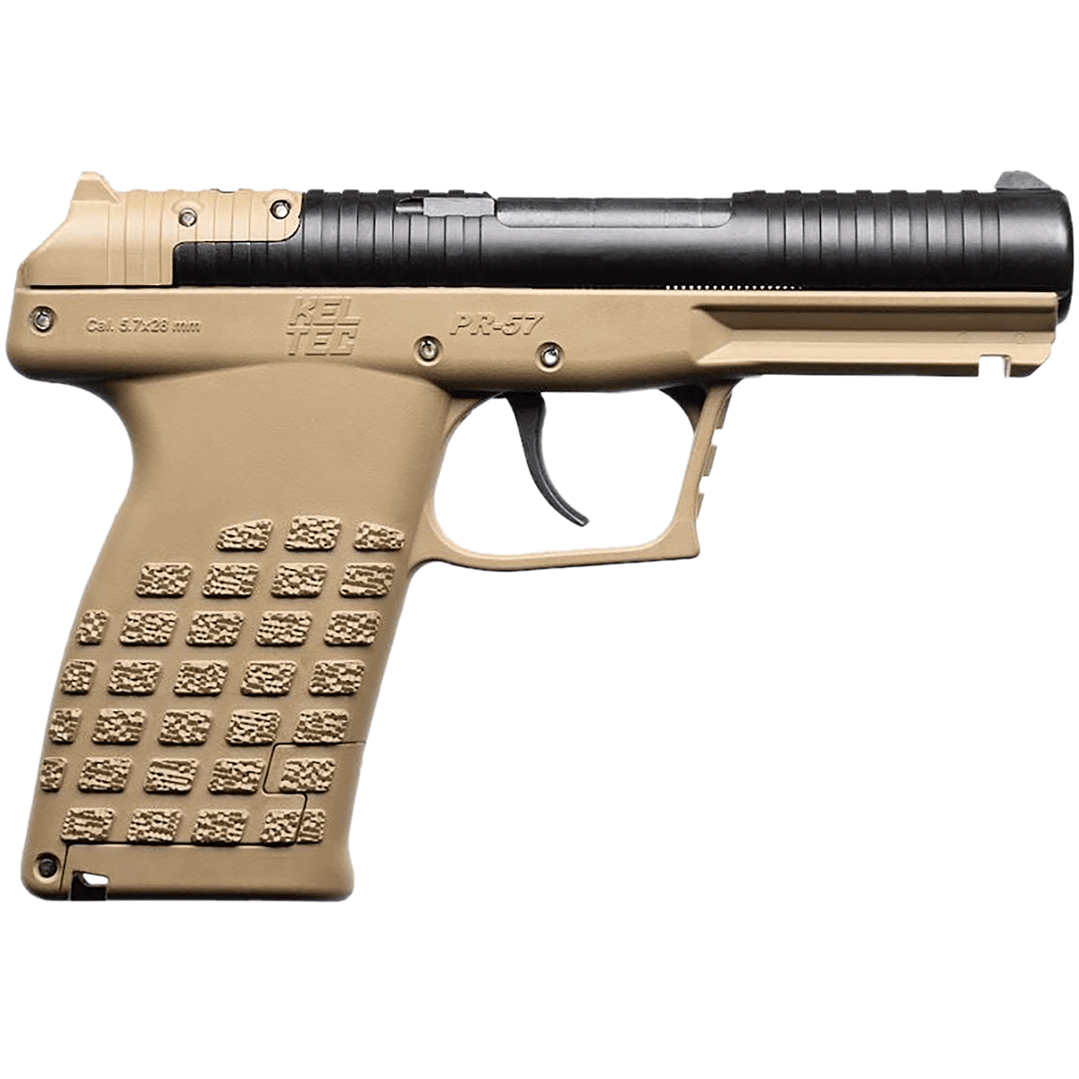 Kel-Tec PR57TAN PR-5.7 Compact Frame 5.7x28mm 20+1 4" Black Steel Barrel, Tan Optic Ready/Serrated Slide Kel-Tec PR57TAN PR-5.7 Compact Frame 5.7x28mm 20+1 4" Black Steel Barrel, Tan Optic Ready/Serrated Slide