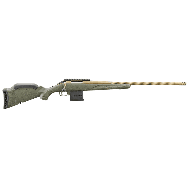 Ruger 46936 American II Predator Full Size 350 Legend 5+1 22" Burnt Bronze/Green Splatter Cerakote Spiral Fluted Threaded Barrel Ruger 46936 American II Predator Full Size 350 Legend 5+1 22" Burnt Bronze/Green Splatter Cerakote Spiral Fluted Threaded Barrel