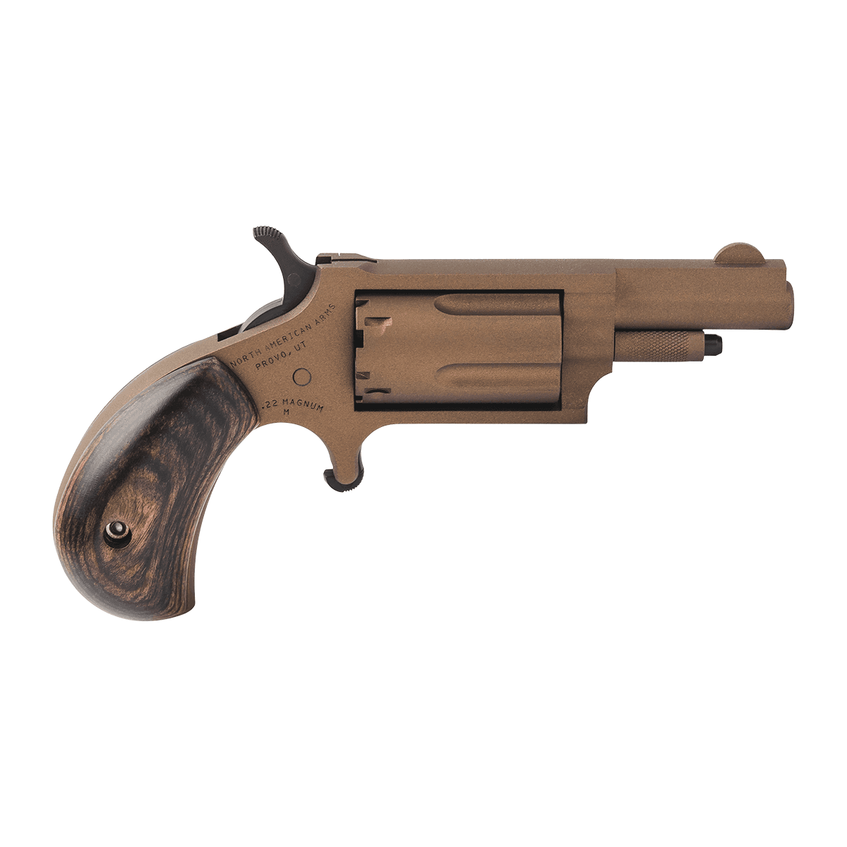 North American Arms 22MBB Bootlegger 22 Mag 5 Shot 1.63" Burnt Bronze Narrel, Cylinder & Steel Frame, Dark Walnut North American Arms 22MBB Bootlegger 22 Mag 5 Shot 1.63" Burnt Bronze Narrel, Cylinder & Steel Frame, Dark Walnut