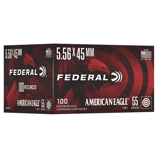 Federal AE193C American Eagle 5.56x45mm 55gr Full Metal Jacket 100 Per Box Federal AE193C American Eagle 5.56x45mm 55gr Full Metal Jacket 100 Per Box