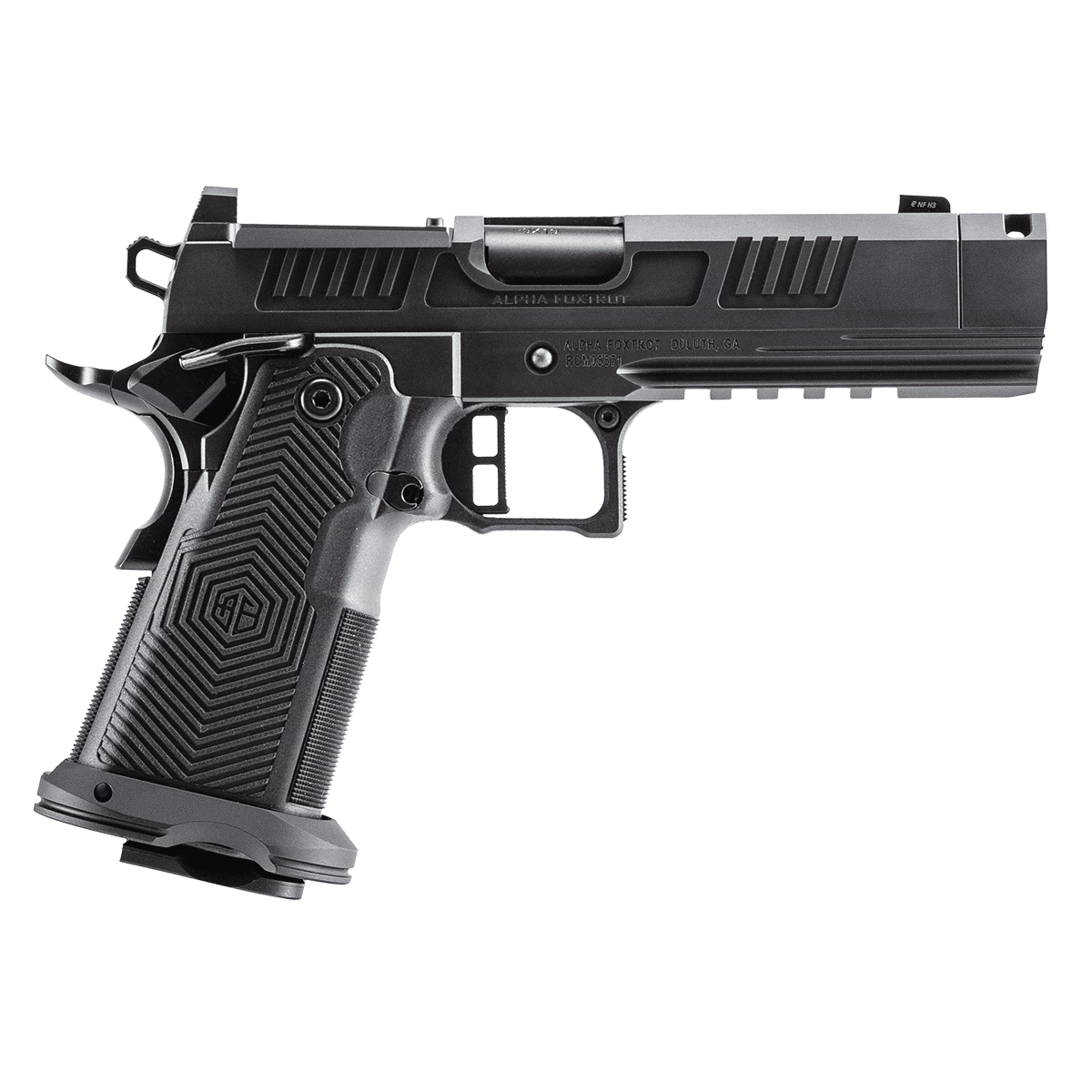 Alpha Foxtrot AA39X4CIG-XDBK13 AF1911 Romulus 45 ACP 13+1 4.25" Black Threaded Compensated Barrel, Optic Ready Alpha Foxtrot AA39X4CIG-XDBK13 AF1911 Romulus 45 ACP 13+1 4.25" Black Threaded Compensated Barrel, Optic Ready