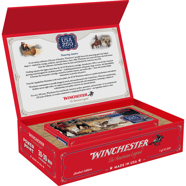 Winchester Ammo X3030250 USA 250th Commemorative Box Series 30-30Win 170gr Power Point 20 Per Box Winchester Ammo X3030250 USA 250th Commemorative Box Series 30-30Win 170gr Power Point 20 Per Box