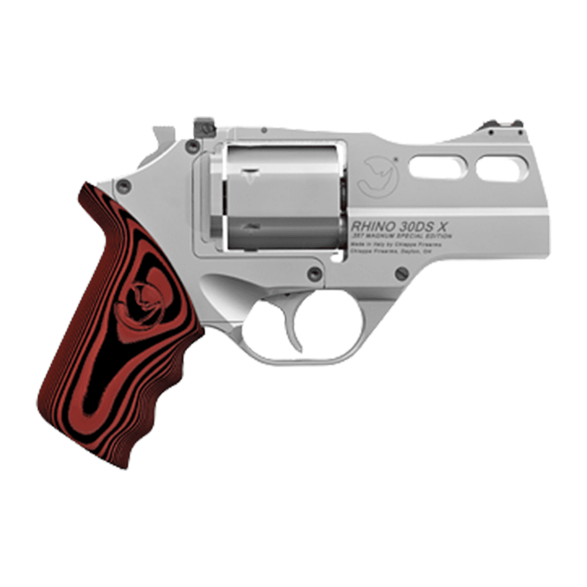 Chiappa Firearms 340353 Rhino 30DSX 357 Mag 6 Shot 3" Stainless Steel Barrel & Cylinder Chiappa Firearms 340353 Rhino 30DSX 357 Mag 6 Shot 3" Stainless Steel Barrel & Cylinder